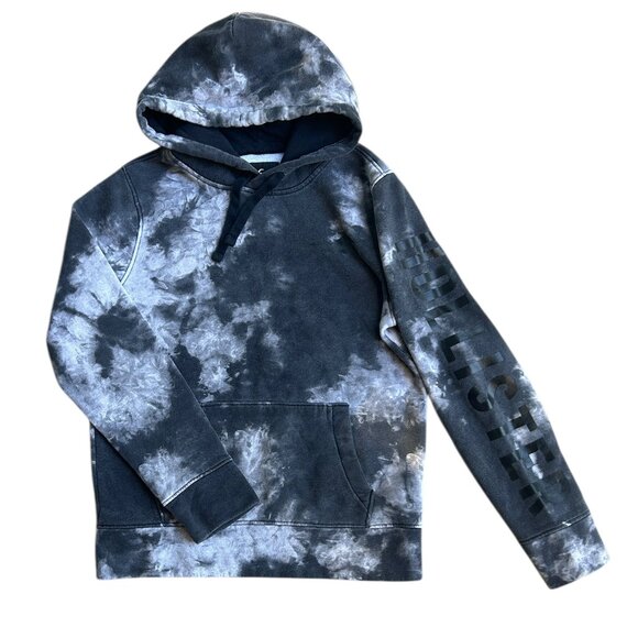 Hollister Gray Tie Dye Hoodie Sz XS Spell Out Logo Kangaroo Pocket Cozy Y2K Vtg - Picture 1 of 6
